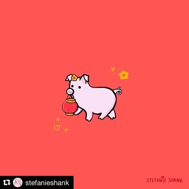 エレン・ウォンのインスタグラム：「Happy Lunar New Year, year of the Pig! 🧧🐷✨🏮 新年快乐!!! 🎊🎏🎉⭐️ 恭禧发财!!! 🏮✨🐷🧧 This is so cute 😱💖🙌🏻🐖😍 #Repost @stefanieshank with @get_repost」
