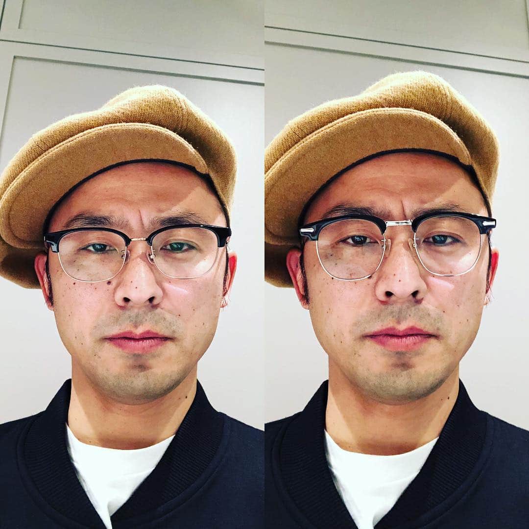 野村浩二のインスタグラム：「左、Zoffのマジ眼鏡。 右、SHURONのダテ眼鏡。」