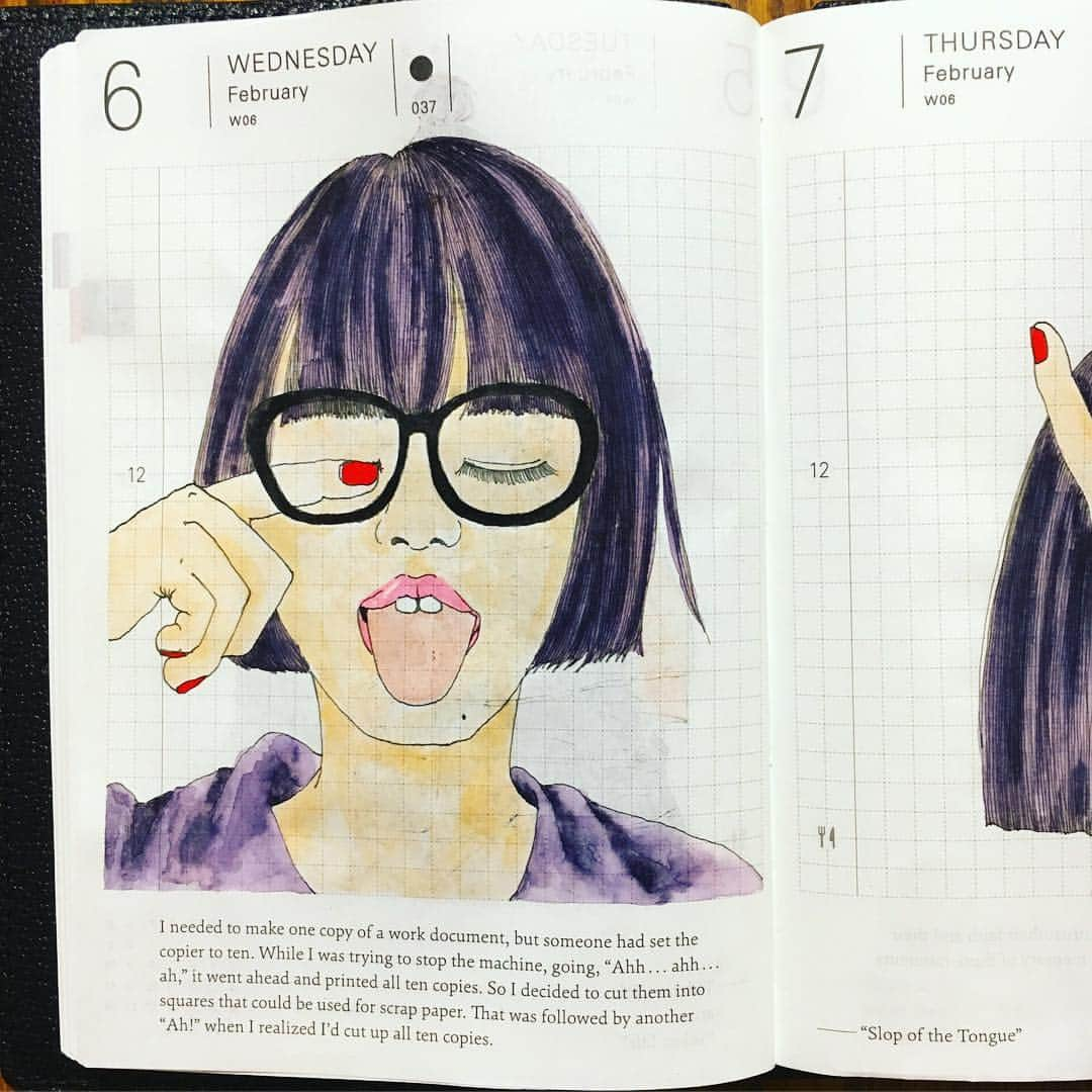 bouinaさんのインスタグラム写真 - (bouinaInstagram)「Bob×黒縁眼鏡×レッドネイル 👩 👓 💅 #ほぼ日手帳 #ほぼ日 #ほぼ日プランナー #ほぼ日手帳プランナー #ほぼ日手帳planner #hobonichi #hobonichiplanner #bouinadiary #diary #絵 #スケッチ #sketch #絵日記 #手帳 #ボブ #黒縁眼鏡 #レッドネイル」2月8日 6時54分 - bouina