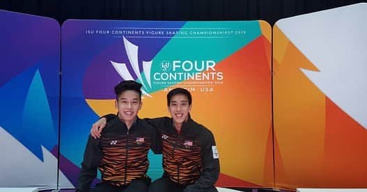 周凱翔のインスタグラム：「Short program today at 4CC Anaheim.  Our group start at 11.51am (Malaysia time) . . . #4CC #figureskating #teammas」