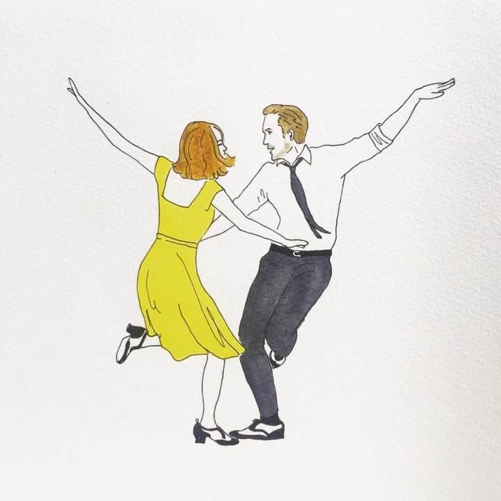 Apricots Artのインスタグラム：「金曜ロードSHOW、 流し見のつもりだったのに見入ってしまっている📽 Illusted by Mina #lalaland」