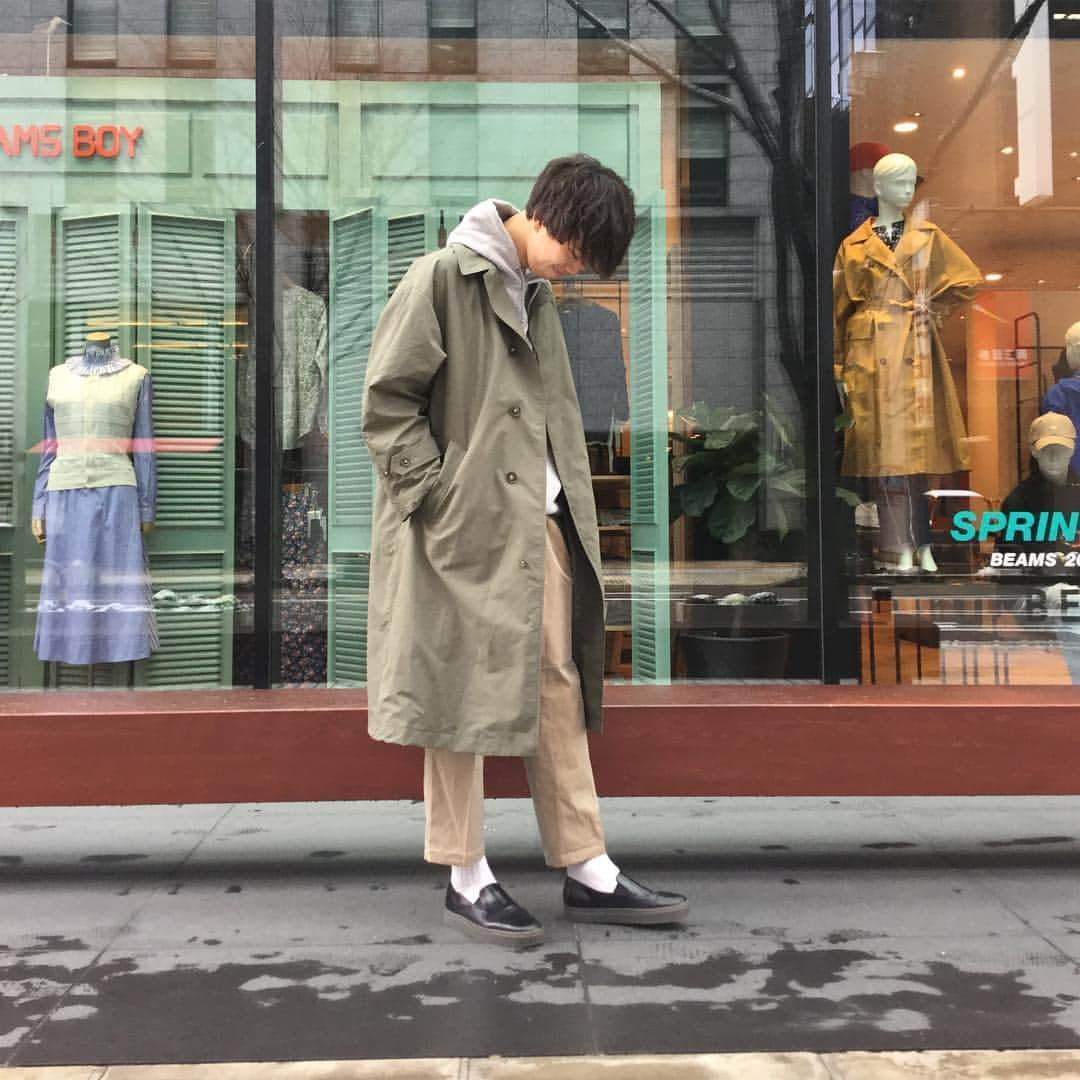 ビームス金沢さんのインスタグラム写真 - (ビームス金沢Instagram)「＜THE NORTH FACE PURPLE LABEL × BEAMS＞  別注 ビッグ ステンカラー コート 19SS ¥42000+tax. . ＜BEAMS＞ ルーズシルエット パーカ ¥9500+tax. . ＜BEAMS＞ トレンチ トラウザーパンツ ¥13000+tax  #BEAMS#outfit#ootd#mens_fashion#mens_street_style#mens_street_fashion#ishikawa#kanazawa#japan#beams金沢#ビームス#アウトフィット#メンズファッション#メンズストリートスタイル#メンズストリートファッション#石川#金沢#日本#ビームス金沢#thenorthfacepurplelabel」2月10日 11時25分 - beams_kanazawa