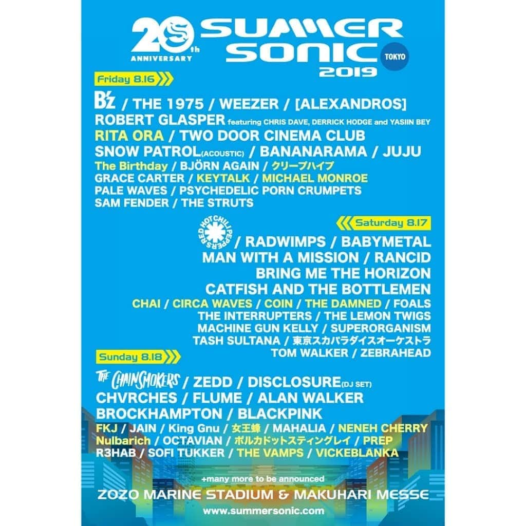 KEYTALKさんのインスタグラム写真 - (KEYTALKInstagram)「出演決定❗ . 「SUMMER SONIC 2019」 ✔8.16(金) 東京 ZOZO マリンスタジアム＆幕張メッセ . 特典付きオフィシャル先着先⾏受付中！🎁 詳しくはイベント公式サイトまで 👉http://www.summersonic.com/2019/ . #KEYTALK #サマソニ #summersonic」3月14日 12時01分 - keytalk_official