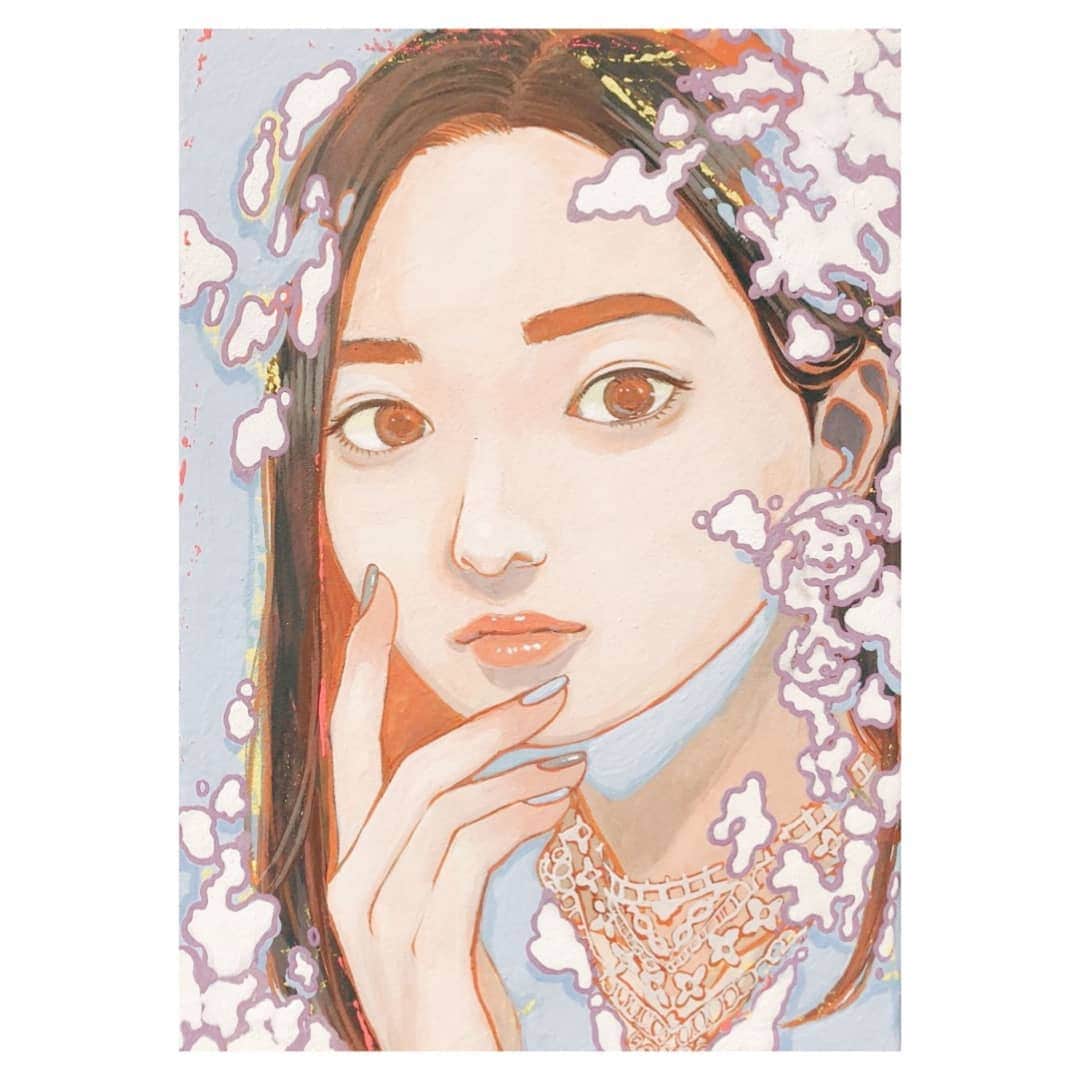 ハヤカワ五味のインスタグラム：「米満彩子さんというアーティストの方に、自分のアイコンを描いてもらいました。とってもうれしい。原画はおうちに飾ってあって、YouTubeにも出てるので見てみてね👀 #米満彩子 #art」