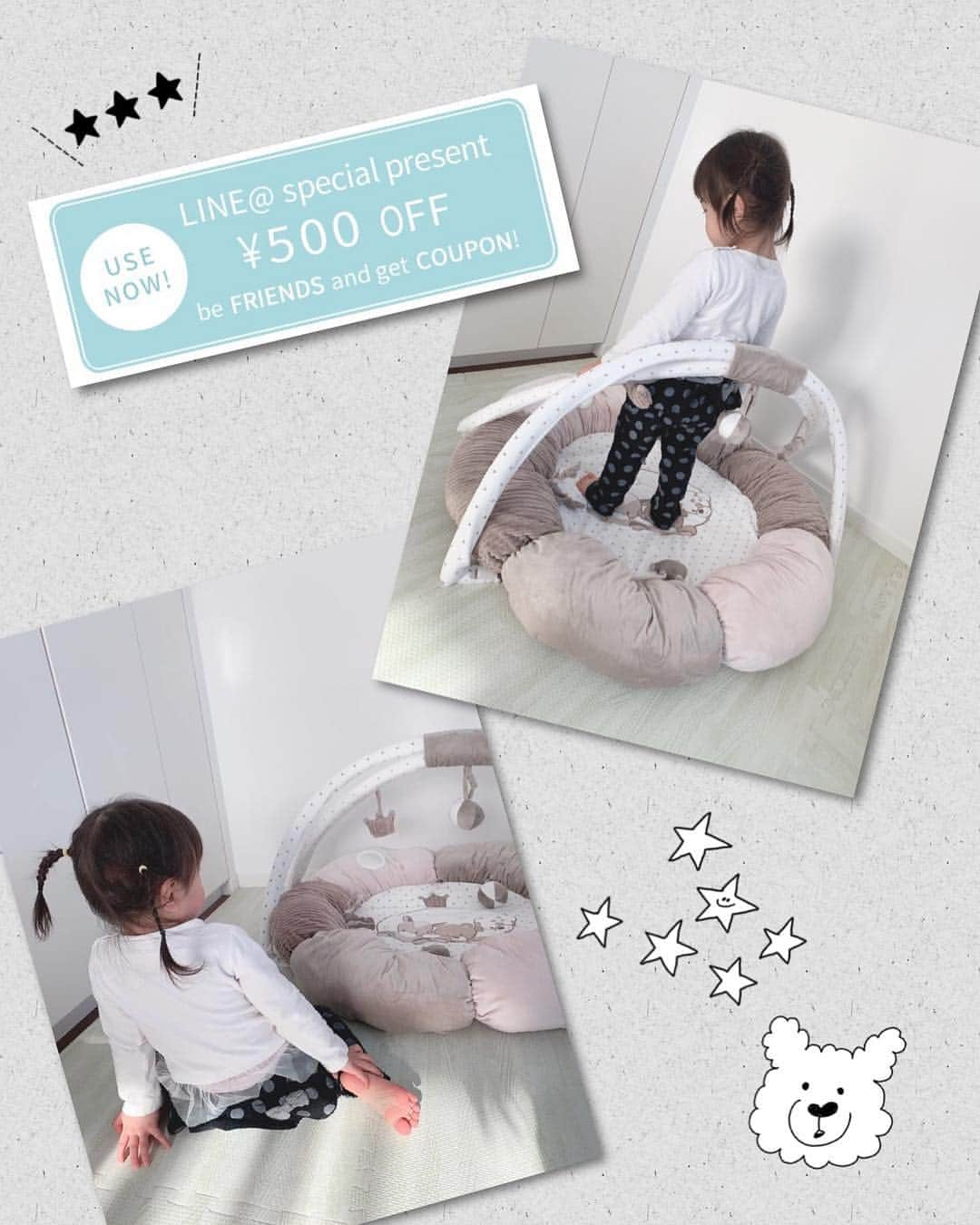 こままりえさんのインスタグラム写真 - (こままりえInstagram)「✴︎ lovely play mat🧸☁️ . ベビー用品の @cunaselect の プレイマットを第二子用に👶 とりあえず一足お先に 娘ちゃんが遊んでおります🌸 子供って #いないいないばぁ 大好きだなぁ🌸 赤ちゃん産まれたら 仲良く遊んでくれるかな〜☁️☁️ . 色々な種類があって迷ったけど ブラウンカラーが可愛くて インテリアに馴染みやすい マックス・ノア＆トムにしました🐻 . 公式LINE@でお友達登録すると 500円クーポンプレゼント中みたい🎁 2枚目にクーポン載せておきます🐻 気になる方は #クーナセレクト で 検索してみて下さい☺️ . #cunaselect #クーナセレクト #クーナセレクトライフ #cunaselectlife #PR #cuna #クーナ #ベビーグッズ #赤ちゃん用品 #プレママ #出産祝い #nattou #ナチュー #プレイマット #ベビージム #海外ベビーグッズ #ベビー用品 #インテリア #2017_spring_baby部 #子育て #子育て日記 #女の子ママ #女の子キッズ #娘ちゃんの成長記録 #1歳10ヶ月 #妊娠9ヶ月 #妊娠後期 #マタニティライフ」3月11日 21時23分 - komamarie