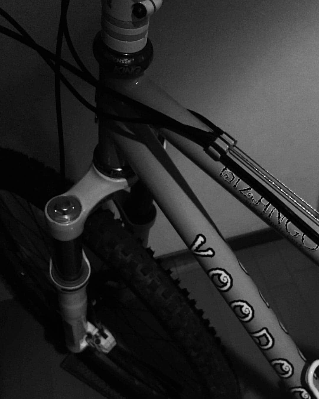 kazuのインスタグラム：「#igersjp #instagramjapan #team_jp_モノクロ #indies_gram  #hueart_life #tokyocameraclub #shotoniphone #voodoobikes  #rockshox #magura #schwalbe #instamtb #mtblife」