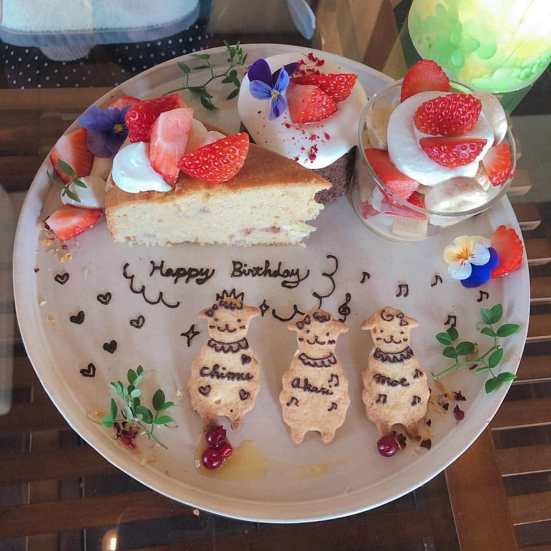 松川星さんのインスタグラム写真 - (松川星Instagram)「この前ちむのお誕生日を素敵なカフェでお祝いしたよ🥀 可愛すぎるプレート、、‪ ひつじのクッキーに名前まで書いてくれた‪❤︎ ‬」2月18日 20時09分 - akarin__rin