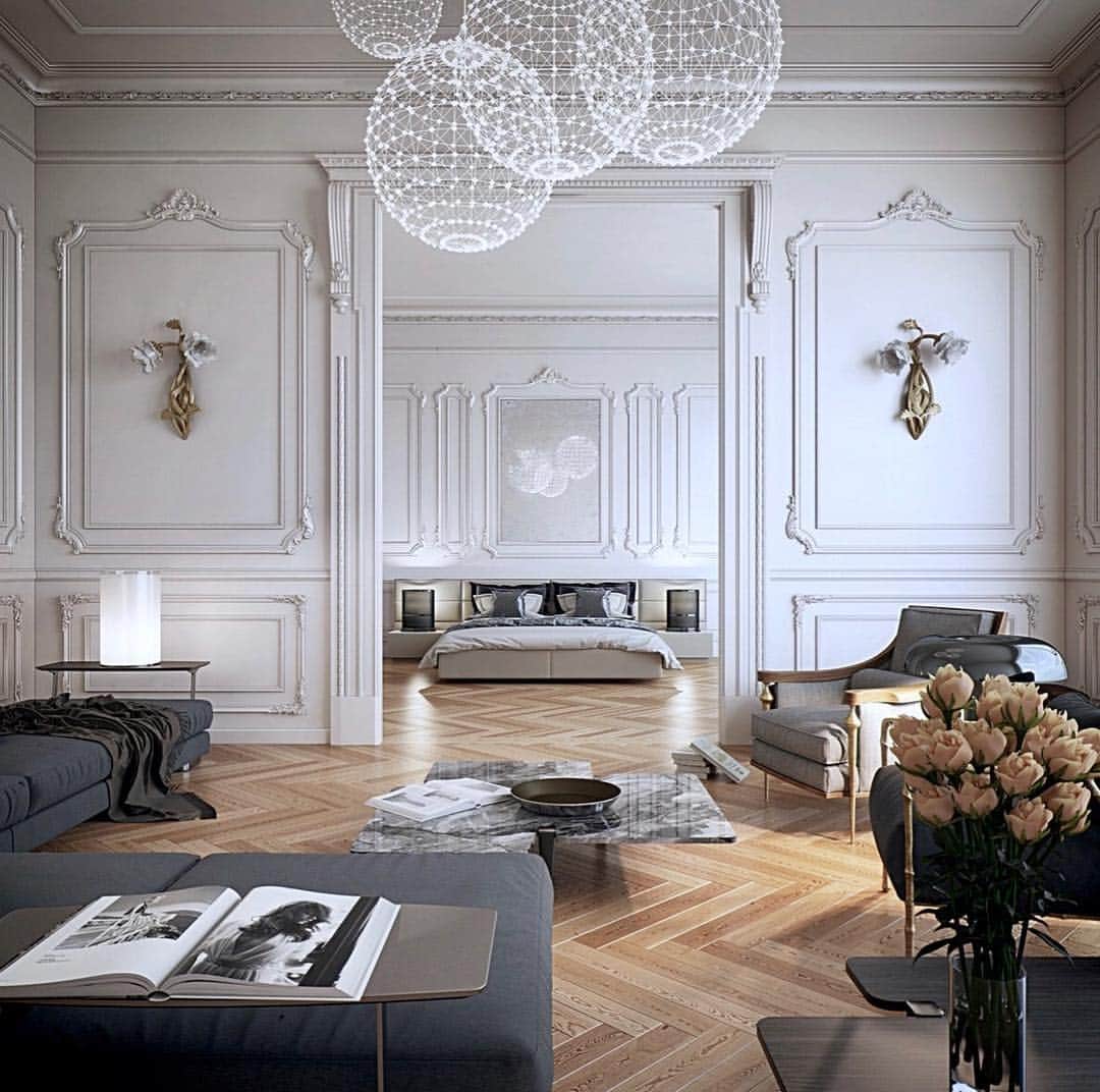 マリッサ・ウェッブのインスタグラム：「#gobigorgohome if this was mine, I’d happily go home.  that’s a bedroom I could dream in. 💫 Always searching for new design ideas.  #sweetdreams #bedroominspo #homedecor #dreambig #parisliving #decorationideas #modernvintage #interiordesign #homesweethome」