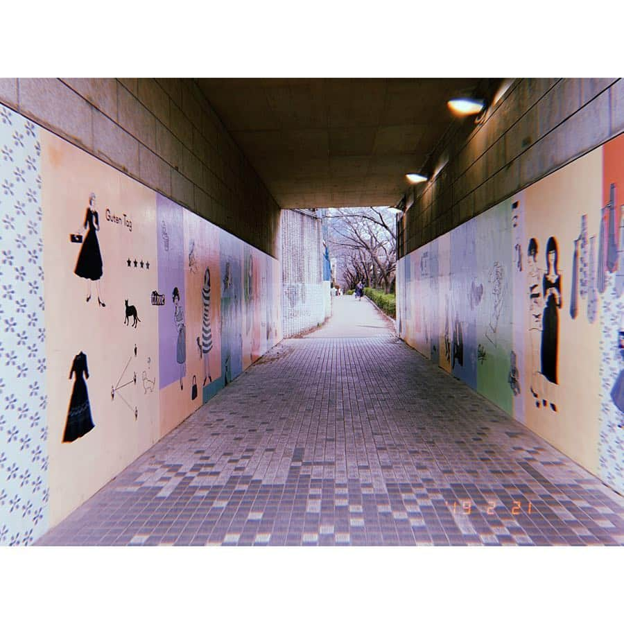 小澤陽子さんのインスタグラム写真 - (小澤陽子Instagram)「🎨🎨🎨 . .  #wallArt #こんなところに #発見 #かわいいトンネル #sweetWay」2月23日 12時18分 - yoko.ozawa729