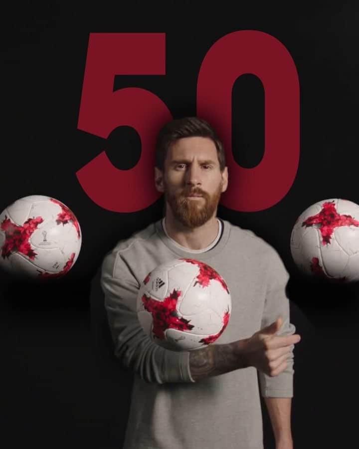 Team Messiのインスタグラム：「Hat-trick Hero.  5️⃣0️⃣ career ⚽️⚽️⚽️ for @leomessi. #DareToCreate」