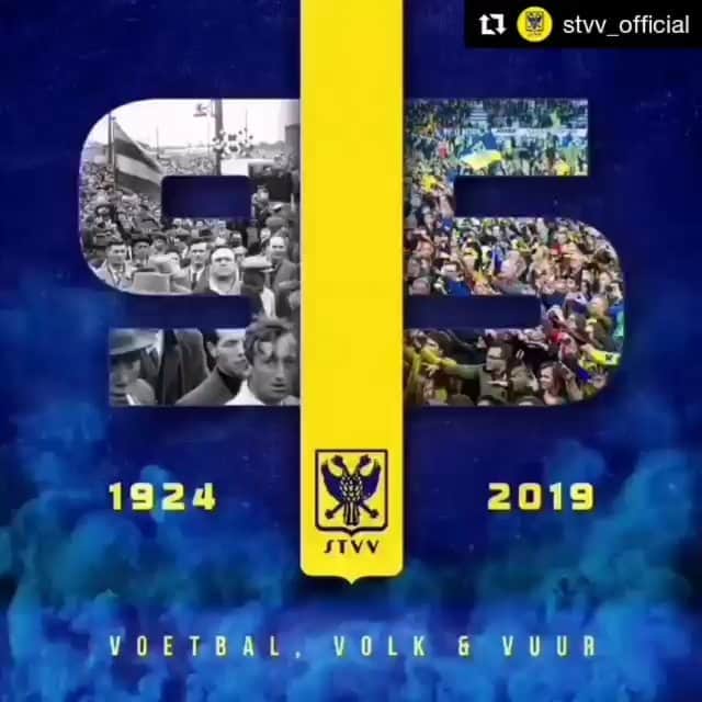 遠藤航のインスタグラム：「95年前の今日、 シントトロイデンが誕生したみたい。 やはりヨーロッパのチームは長い歴史がある。 Proficiat @stvv_official . #Repost @stvv_official (@get_repost) ・・・ 💛💙 It’s our birthday! #STVV #95years」