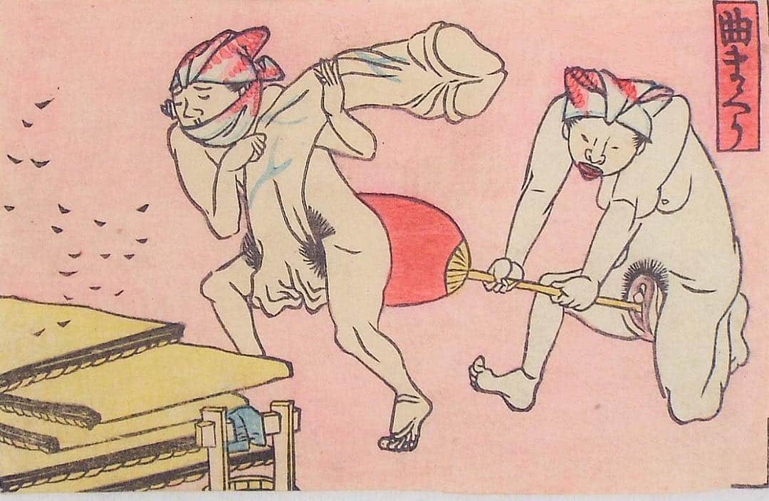 Daily SHUNGAのインスタグラム：「Tatami beating  畳たたき。叩いて、飛ばす。 ええコンビです。」
