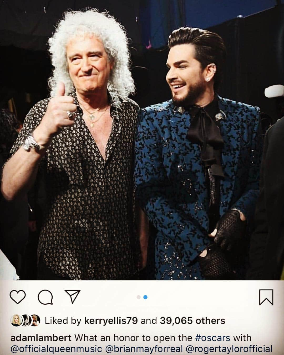 ブライアン・メイさんのインスタグラム写真 - (ブライアン・メイInstagram)「Thanks Adam. The honour was ours. You smashed it ! Bri」2月26日 4時18分 - brianmayforreal