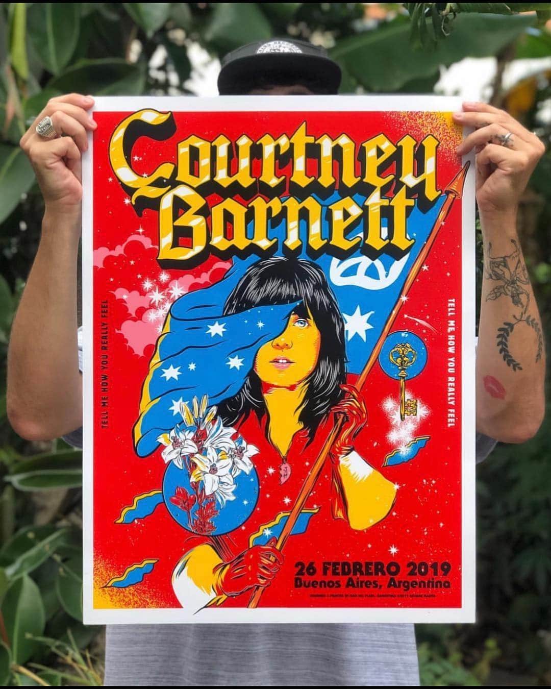 コートニー・バーネットのインスタグラム：「Tonight! Buenos Aires, Argentina ❤️💛💙 doors 8pm. @barbirecanati 9pm. cb 10:15pm. Poster by @george_manta for sale at the merch desk」