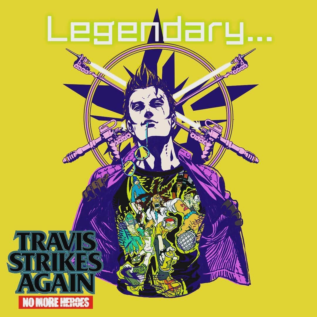 須田剛一のインスタグラム：「‪The update patch on 2/28 will include the new Legendary T-shirt: JET SET RADIO!‬ ‪#travisstrikesagain‬」