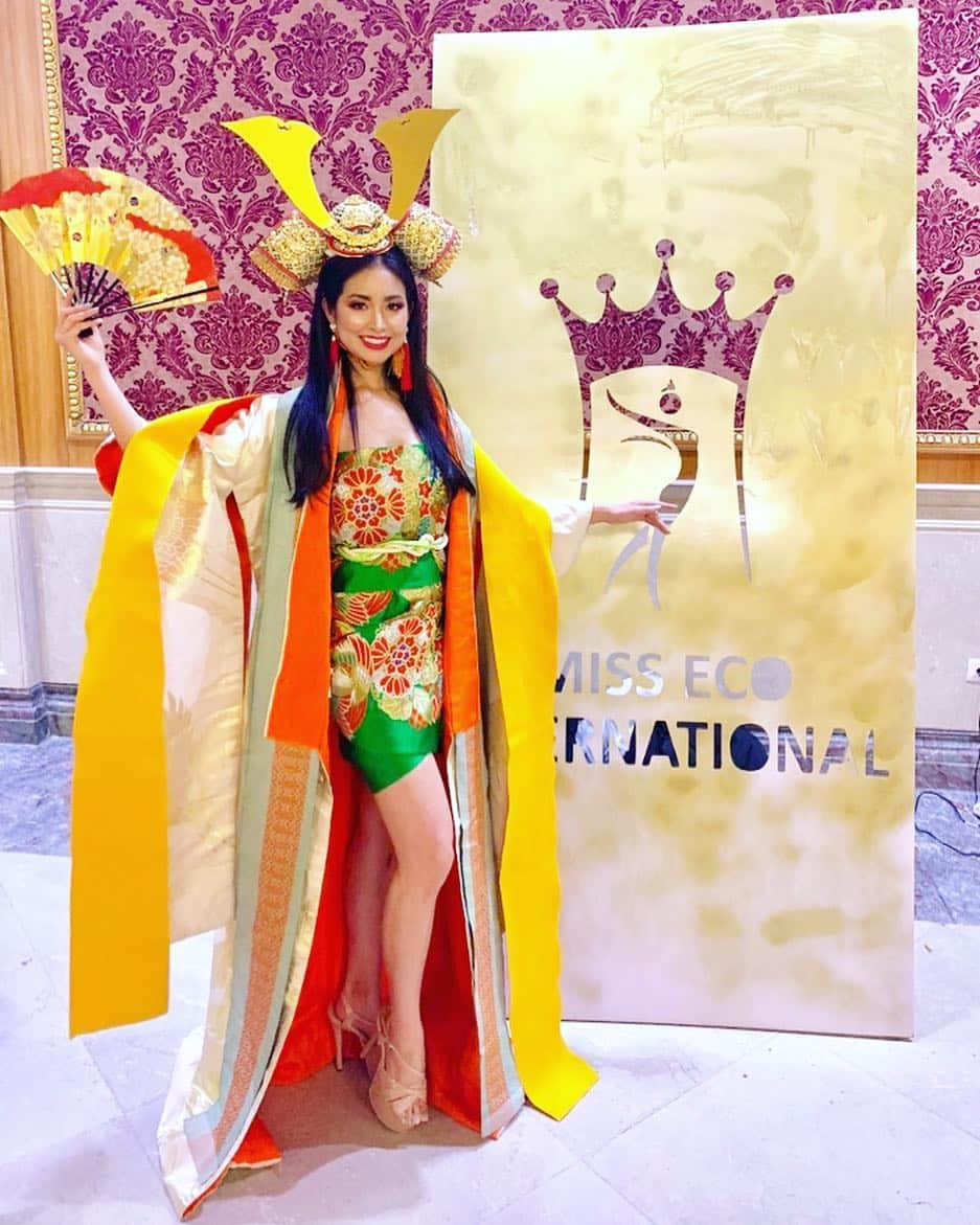 のインスタグラム：「National costume at @missecointernational !👘 ・ The show is about to start! ・ これからナショナルコスチューム審査です！行って参ります✨ ・ ・ #missecointernational #nationalcostume #missjapan #kimono #costume #missecojapan #beautypageant #ミスコン #ミスジャパン #ナショナルコスチューム #着物 #着物ドレス」