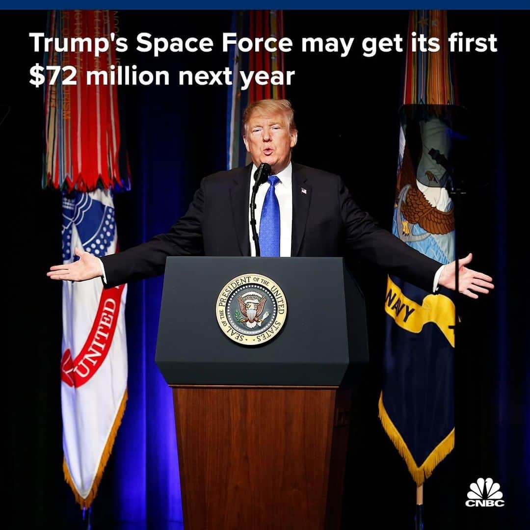 CNBCさんのインスタグラム写真 - (CNBCInstagram)「President Trump’s wish for a Space Force might just come true.⁣ ⁣ ⁣ The Pentagon is requesting $14.1 billion in the fiscal 2020 budget to invest in space operations, and a key part of that is the first allocation of funding for Trump's Space Force. More than $72 million would be to establish a headquarters for the Space Force, which would be the first new military branch in 72 years.⁣ ⁣ ⁣ What's more, the Pentagon will invest an additional $13.6 billion in missile defense capabilities, of which $174 million will finance missile warning systems to address hypersonic threats.⁣ ⁣ ⁣ The funding requests come as Russia and China sprint to develop hypersonic weapons, a new breed of weapons that the U.S. currently cannot defend against.⁣ ⁣ ⁣ You can read more on the request, at the link in bio.⁣ ⁣ ⁣ *⁣ *⁣ *⁣ *⁣ *⁣ *⁣ *⁣ *⁣ ⁣ #SpaceForce #Trump #President #Pentagon #Defense #Military #Hypersonic #Russia #China #Space #OuterSpace #News #Politics #CNBC」3月14日 20時00分 - cnbc