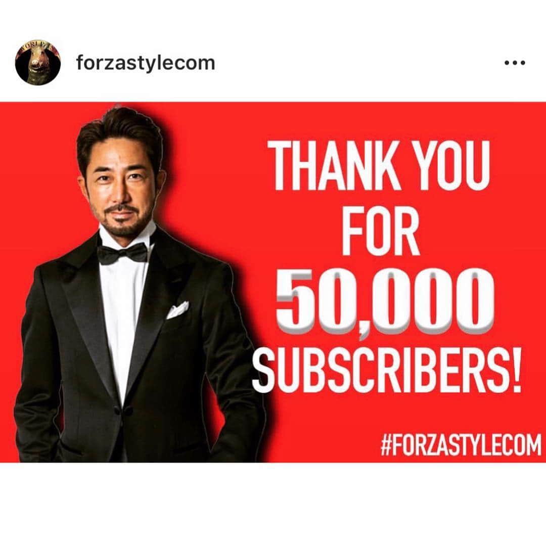 のインスタグラム：「【㊗️5万人】全国1億2600万人のFORZAファンの皆様、いつもご覧頂きありがとうございます。僕が編集長を務める講談社のウェブマガジン『FORZA STYLE』フォルツァ スタイルのYouTube公式チャンネル登録者数がめでたく5万人を突破しました。ありがとうござます。これからも面白くて為になる気絶動画をアップしていきますので、何卒宜しくお願い致します。  @yoshimasa_hoshiba  @forzastylecom  #干場義雅  #forzastyle」