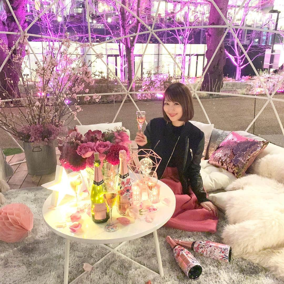 梅野舞さんのインスタグラム写真 - (梅野舞Instagram)「今夜は🥂✨ 六本木の東京ミッドタウンガーデンで 3月15日～4月14日の期間限定で開催する「CHANDON BLOSSOM LOUNGE 」のオープニングセレモニーに参加してきたよ♡  可愛い会場は華やか♡  フォトスポットもまたかっわいい〜〜😍❤️ 一足先にお花見を楽しめた夜になりました。  今年も桜の開花が待ち遠しいな。  みなさんもぜひ 1ヶ月開催中のCHANDON BLOSSOM LOUNGE へ行ってみてください♬  #お花見シャンドン #ohanamichandon #桜🌸#party#flower #フォトスポット#乾杯#ドレスコードはピンク #instagood #instaparty #instaflowers」3月14日 21時05分 - mai.umeno