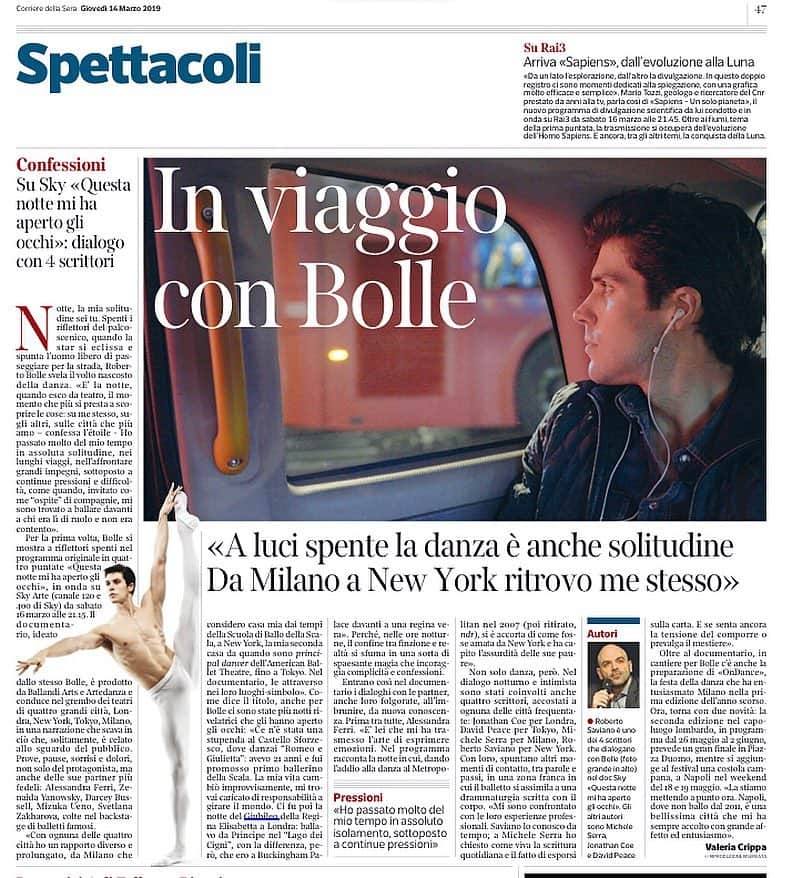 ロベルト・ボッレさんのインスタグラム写真 - (ロベルト・ボッレInstagram)「Apertura spettacoli @corriere #questanottemihaapertogliocchi @skyarte #sabato 21.15 ❤️」3月14日 21時49分 - robertobolle