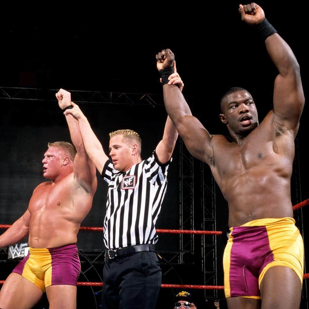 WWEさんのインスタグラム写真 - (WWEInstagram)「Before they became The #BeastIncarnate and The #GoldStandard, #BrockLesnar and @sheltyb803 were The #MinnesotaStretchingCrew! #tbt」3月15日 0時00分 - wwe