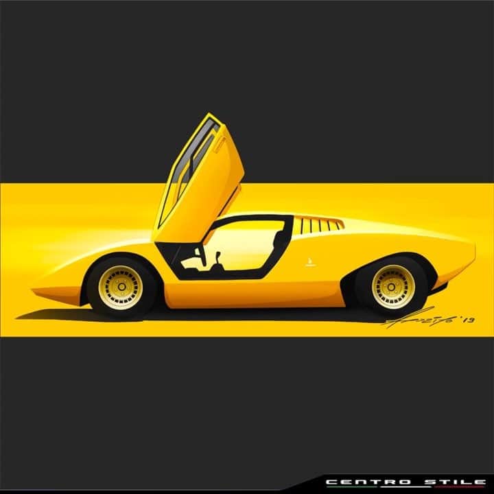 ランボルギーニのインスタグラム：「A dream turned into a real-life masterpiece. It’s Lamborghini Countach LP500 prototype, designed by Centro Stile Lamborghini.  #Lamborghini #Countach #CentroStileLamborghini #Sketch」