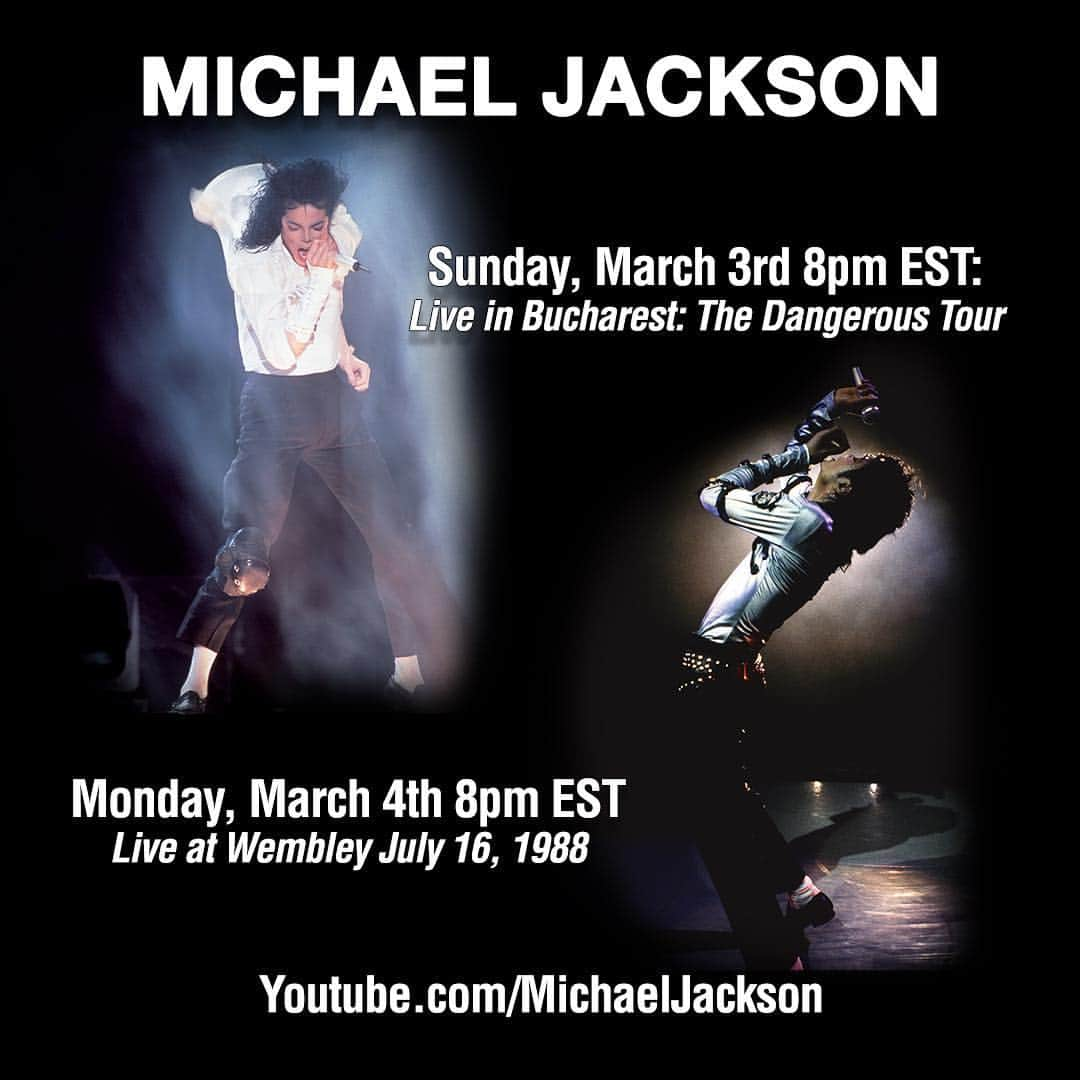 マイケル・ジャクソンさんのインスタグラム写真 - (マイケル・ジャクソンInstagram)「Don’t miss the magic from the King of Pop himself! Immerse yourself in Michael Jackson. Live in Bucharest and Live at Wembley Stadium available for a limited time on Michael Jackson’s @youtube!」3月3日 2時01分 - michaeljackson