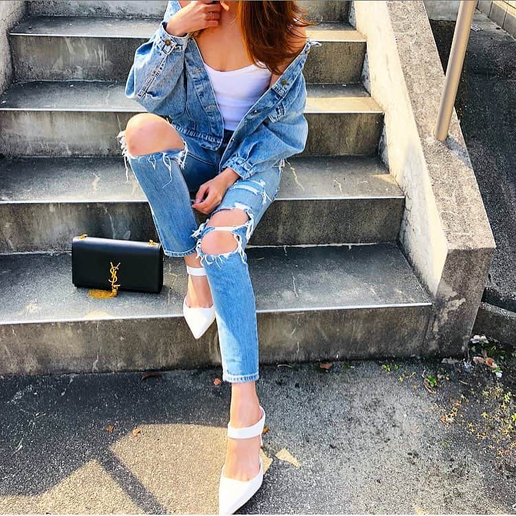 Saoriのインスタグラム：「あったかくて最高ー😆 更新率悪すぎたけど、あったかなったら増えるかも🙄 よろしくー💙 #花粉症 #ファッション#コーデ#コーディネート#シンプル#カジュアル#ロンハーマン#ザラ#アーカー#サンローラン#ユニクロ#ジェイダ#おしゃれさんと繋がりたい #fashion#outfit#ootd#code#coodinate#simple#casual#UNIQLO#ronherman#zara#rhc#ysl#instafashion#instagood」