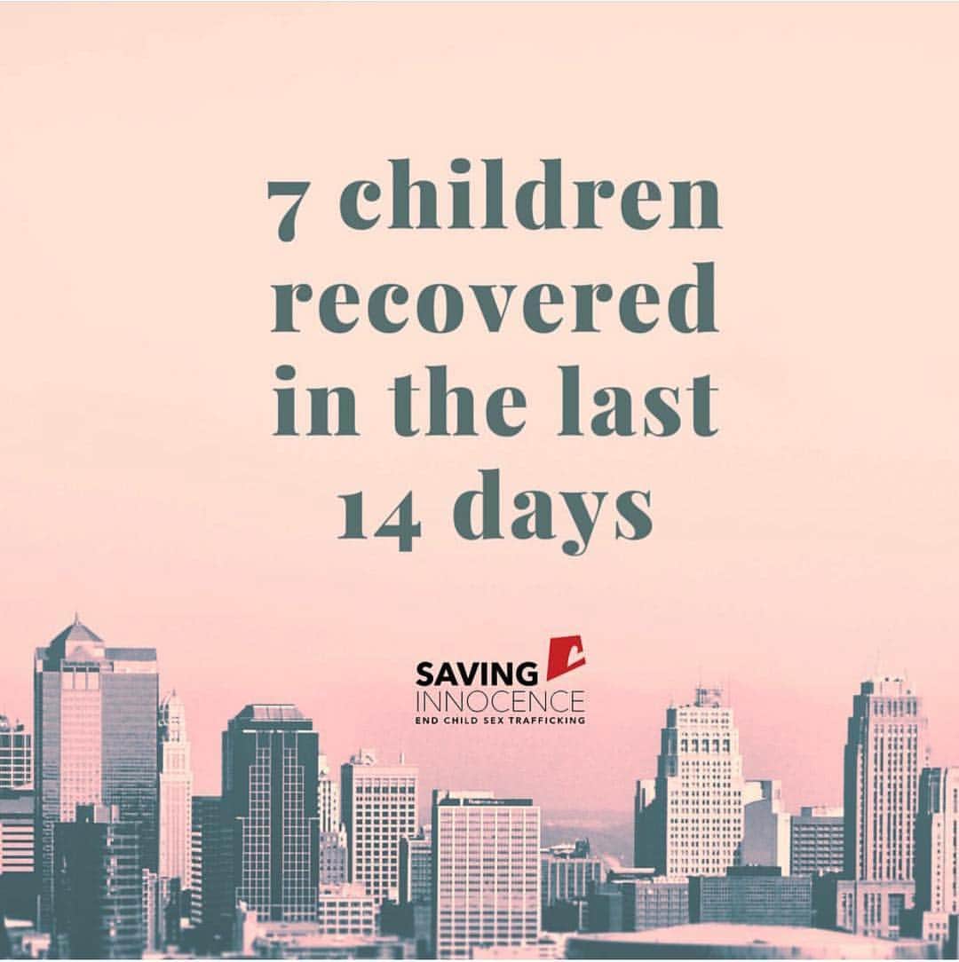 のインスタグラム：「The youngest of these children was only 7 years old!  To date we have helped 1,052 children between the ages of 7-17 escape sex trafficking in the United States.  Go to savinginnocence.org to donate」