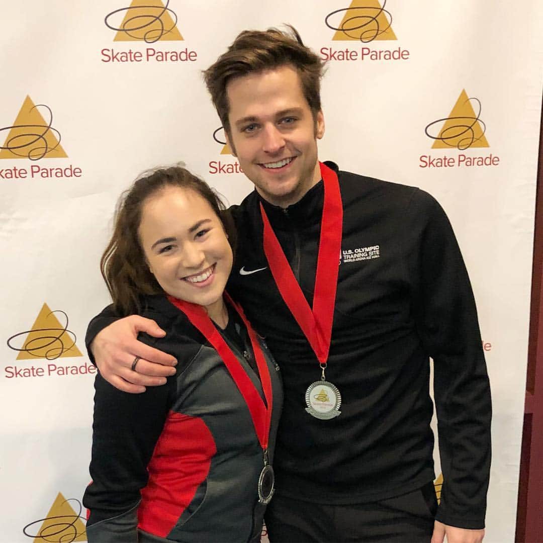 アレクサンダー・ジョンソンのインスタグラム：「My forever jump and spin partner ❤️ (even though she never agrees with my strategy, I always pull off the opposite double loop when it counts) #skateparade #sqsaparade #stillcompeting #whosaidmyseasonwasover」
