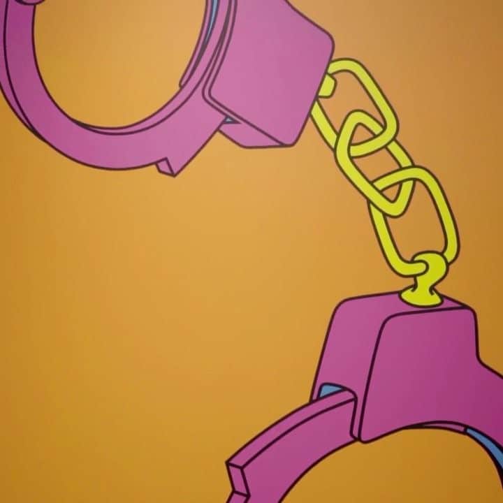 のインスタグラム：「From The George Michael Collection 👐 👐 👐 Opening in London on 9 March. #GeorgeMichaelChristies⠀ .⠀ Proceeds from this sale will be used to continue George Michael’s philanthropic work.⠀ .⠀ Michael Craig-Martin (b. 1941), ‘Handcuffs’, 2002. Estimate: £30,000–50,000.⠀ .⠀ The George Michael Collection Evening Auction – 14 March at Christie’s London.⠀ .⠀ @georgemofficial #art #artwork #artist #michaelcraigmartin #georgemichael #contemporaryart #handcuffs #painting #london #exhibition」