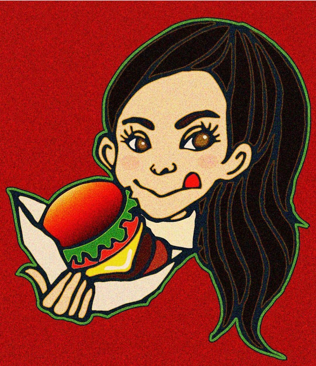 シャウラさんのインスタグラム写真 - (シャウラInstagram)「How cute is this illustration of me eating Shake Shack. Love it! Art by: @ss37ee  シェイクシャックを食べている私のイラスト。私ってこんなに可愛かったかしら? #burger #foodie #shakeshack」3月5日 23時08分 - shaula_vogue