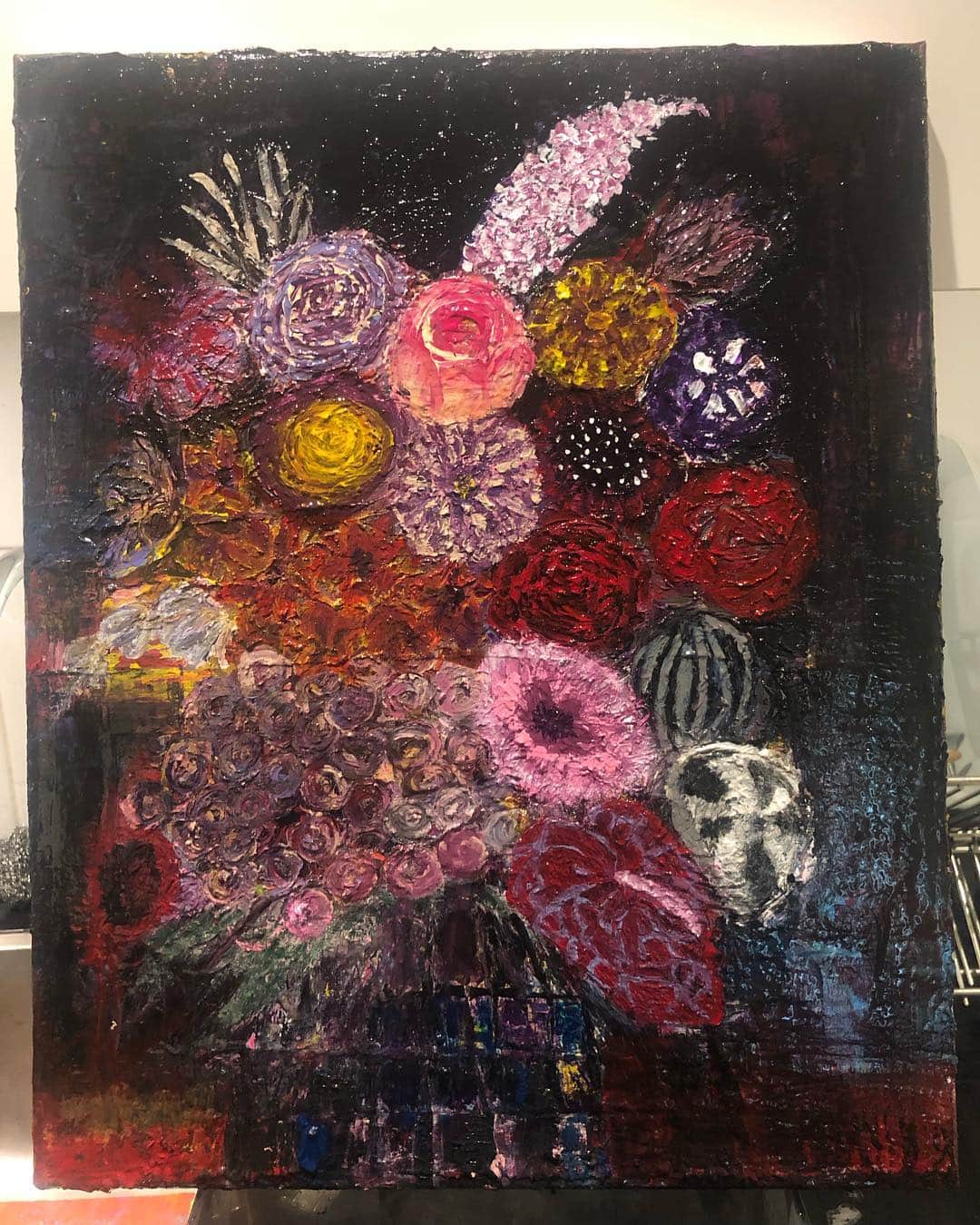 のインスタグラム：「This picture is completed. Ok Next !! #flowerdrawing #nofilter #徹夜#お絵描き」