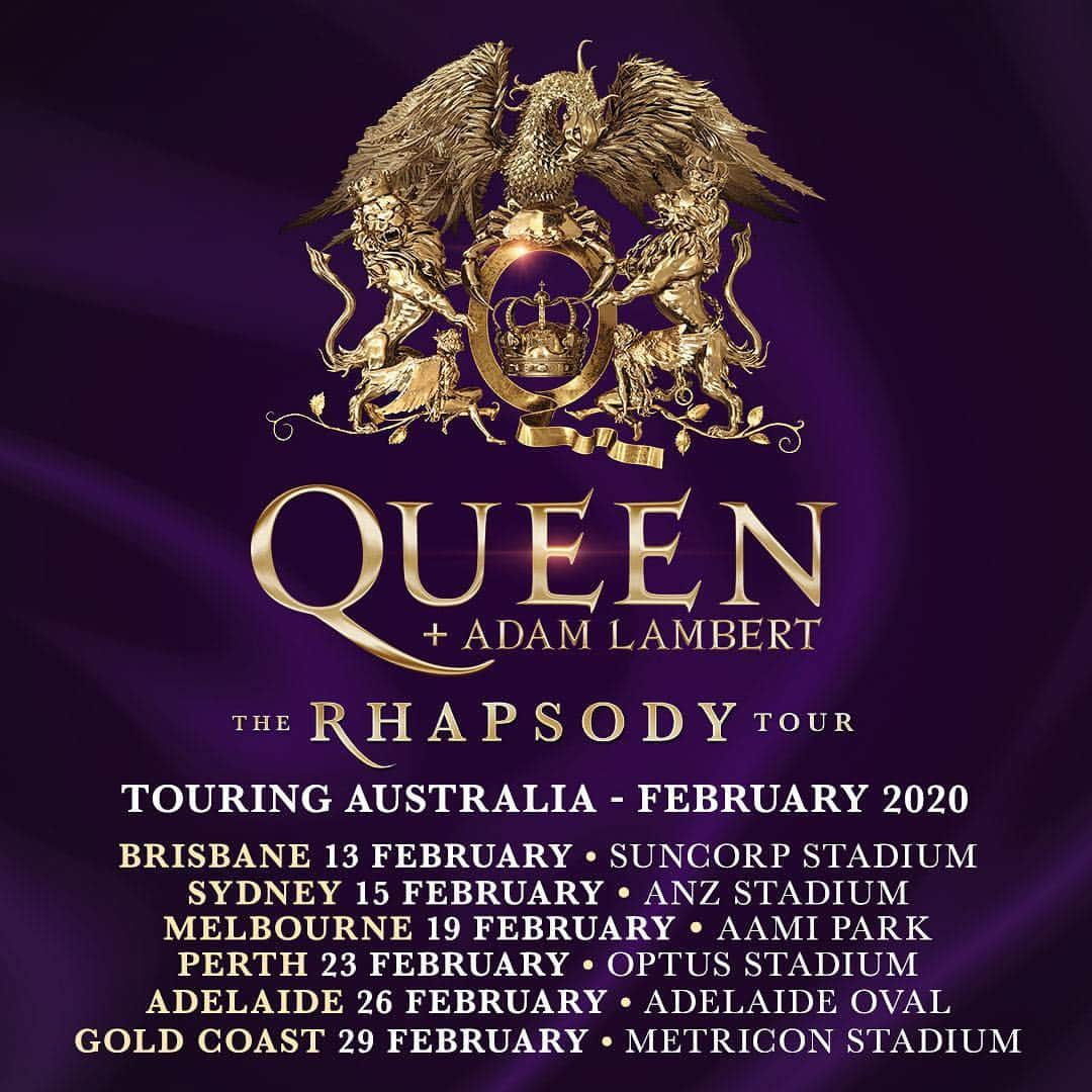 アダム・ランバートさんのインスタグラム写真 - (アダム・ランバートInstagram)「AUSTRALIA! @officialqueenmusic and I are bringing The Rhapsody Tour to you in February 2020 for 6 giant stadium shows 🎉 🎟️ Tickets go on sale to the public on Monday 15 April with staggered times from 10.30am AEST from ticketek.com.au 🎟️ Fan Club Presales start Wednesday 10 April with staggered times from 9.30am AEST」4月8日 6時05分 - adamlambert