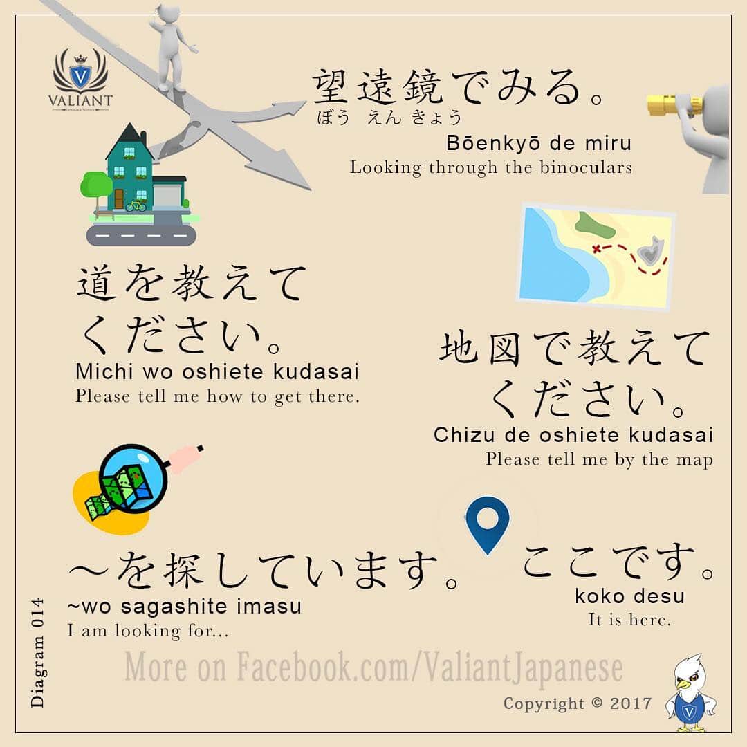 Valiant Language Schoolさんのインスタグラム写真 - (Valiant Language SchoolInstagram)「・ 🖌: @valiantjapanese ・ 👩🏼‍🏫📓: Asking for Directions in Japanese 🇯🇵 #JLPT ・ Use #valiantjapanese for feature 📸 .」4月8日 11時07分 - valiantjapanese
