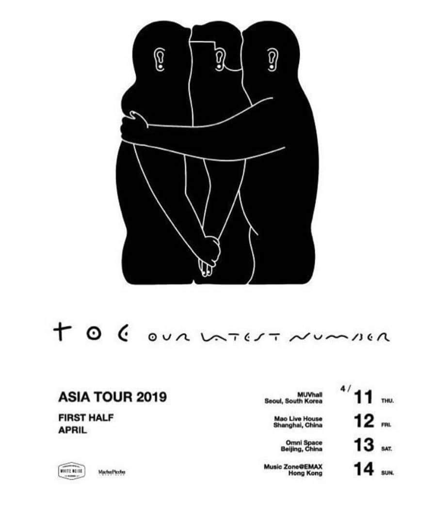 山嵜廣和のインスタグラム：「Please come and see us!! toe ~OUR LATEST NUMBER~ ASIA TOUR 2019  Seoul, South Korea Date: 11th April  Venue: MUVhall  Shanghai, China Date: 12th April  Venue: Mao Live House  Beijing, China - SOLD OUT Date: 13th April  Venue: Omni Space  Hong Kong  Date: 14th April  Venue: Music Zone@E-Max」