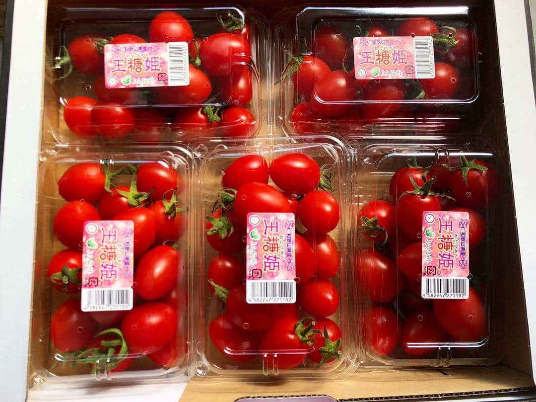長富彩さんのインスタグラム写真 - (長富彩Instagram)「先日は沢山トマトに関する情報ありがとうございました🍅😊全部試します！まず第一弾はこれ！和歌山の王糖姫(おとひめ) 酸味の甘みのバランスが素晴らしい！皮もパリッとしててたまりません😋❤️🍅 #トマト #取寄せ #王糖姫」4月4日 9時46分 - nagatomiaya