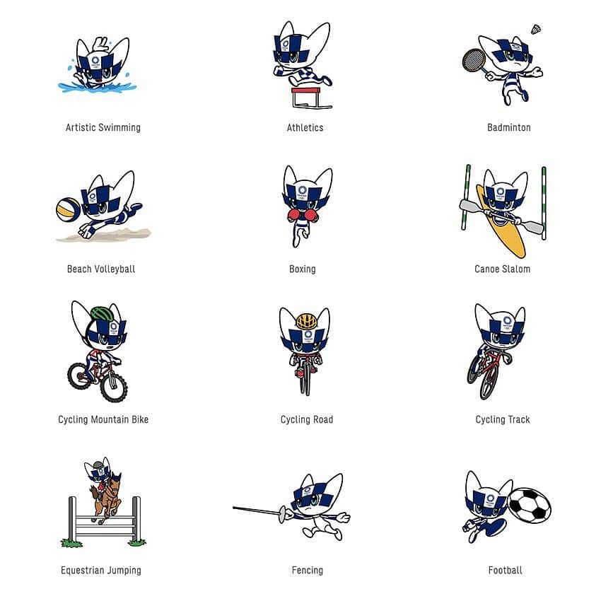 2020年東京オリンピックさんのインスタグラム写真 - (2020年東京オリンピックInstagram)「The Mascot images representing Olympic sports and disciplines unveiled! Which one is your favourite? 😯 #Miraitowa @olympics」4月4日 13時48分 - tokyo2020
