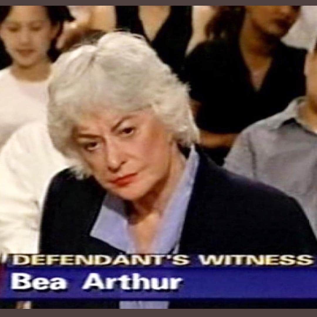 ミッチェル・コリンズさんのインスタグラム写真 - (ミッチェル・コリンズInstagram)「Ummmmm did you guys know BEA ARTHUR WAS ON JUDGE JUDY???? Like not as part of a scripted slapstick tv episode but as HERSELF?? Back in 1996, according to her IMDB profile, “Once appeared on Judge Judy (1996) as a witness for a defendant who was involved with the animal rights organization PETA. The defendant won.” This is my ultimate crossover episode and no show will ever top it!!! As far as I know, no video footage exists, but user @Hot4Robin on Twitter sent these screen grabs over to me. I just wish Bea would have shown up in her own judge’s robe from her famed Shapeless Poncho Collection for Kohl’s. (And forgive me but I had to scoop my other insta page @facesofjudgejudy) #TheGoldenGirls #GoldenGirls #horseurine #judgejudy #facesofjudgejudy」4月5日 3時18分 - michcoll