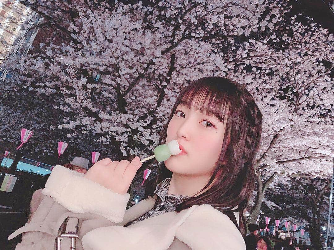 田島芽瑠さんのインスタグラム写真 - (田島芽瑠Instagram)「花よりだんご🍡 #夜桜 #目黒川 #中目黒桜まつり  #お花見 #中目黒 #中目黒桜 #桜 #さくら祭り #団子 #🍡 #🌸 #sakura🌸」4月4日 21時16分 - meru_chan_official