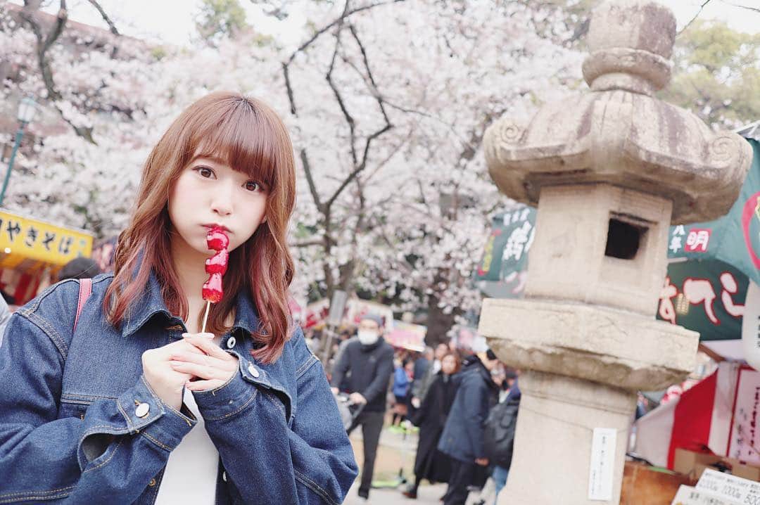 日野礼香さんのインスタグラム写真 - (日野礼香Instagram)「いちご飴すき(๑･̑◡･̑๑) #屋台 #いちご #桜🌸 #お花見 #花より団子」4月4日 23時15分 - reicheru219