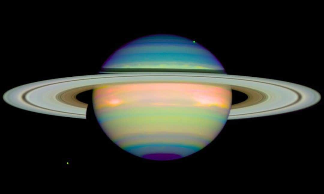 NASAさんのインスタグラム写真 - (NASAInstagram)「Nothing like a classic Hubble image to get us to Friday. This image of Saturn from 1998 is so brightly colored because it was captured in infrared light, in order to reveal clouds and hazes in the planet’s atmosphere.  Credit: Erich Karkoschka (University of Arizona), and NASA  #tbt #Saturn #NASA #hubble #universe #planet #solarsystem #cosmos #infrared #science #astronomy #space」4月5日 0時21分 - nasa