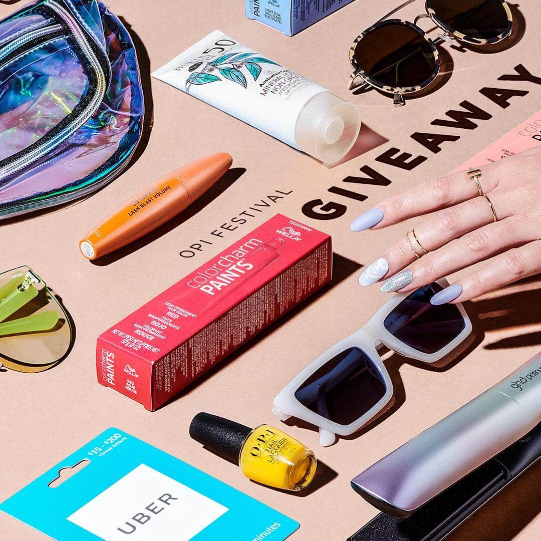 OPIさんのインスタグラム写真 - (OPIInstagram)「It’s officially the start of festival season! OPI wants to hook you up with the ultimate festival swag bag to get you festival ready! We have partnered with @ghd_northamerica , @covergirl, @mvmt, @wellacolorcharm , and @australiangold to provide you with your desert must-haves for this season. We’ve even thrown in an uber gift card to get you from point A to B! Enter for a chance to win a VIP or GA bag curated to help you survive the epic weekends under the desert sun☀️🌵🎵⁣⠀ ⁣⠀ **VIP Bag Contains: 12 OPI Nail Polishes, GHD Hair Straightener, MVMT sunglasses gift voucher, Australian Gold Sunscreen, 4 Wella Color Charm hair paint shades, $100 uber gift card *GA Bag Contains: 6 OPI Nail Polishes, MVMT Sunglasses Voucher, GHD Hair brush, Australian Gold Sunscreen, 3 Wella Color Charm hair paint shades, $50 uber gift card ⁣⠀ HOW TO ENTER: ⠀⁣⠀ 1. Double tap this post⁣⠀ 2. Follow @OPI, @covergirl,@mvmt and @australiangold⁣ @ghd_northamerica @wellacolorcharm  3. Tag a friend and tell us your favorite festival memory!⁣⠀ Giveaway starts NOW and ends tomorrow (April 5th) at 11:59pm PST NO PURCHASE NECESSARY. Open only to legal residents of the 50 U.S. states and D.C., who are at least 16 years of age. The winners will be contacted via direct message.  #coachella #giveaway #festival #festivalmakeup #festivalstyle #stagecoach #bottlerock #edc #burningman #outsidelands」4月5日 1時10分 - opi