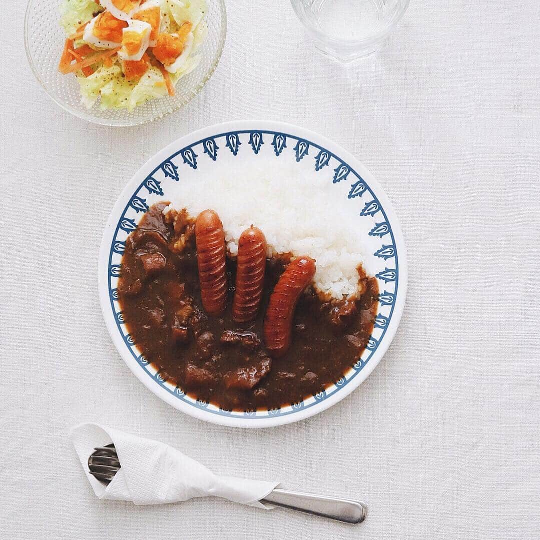 樋口正樹さんのインスタグラム写真 - (樋口正樹Instagram)「curry rice 🍛 . ランチにカレー。 いたって普通な ポークカレーに ウインナーのせ、 サラダを添えて。 . . #カレー #カレーライス #ポークカレー #シャウエッセン #curry #🍛」4月5日 12時38分 - higuccini