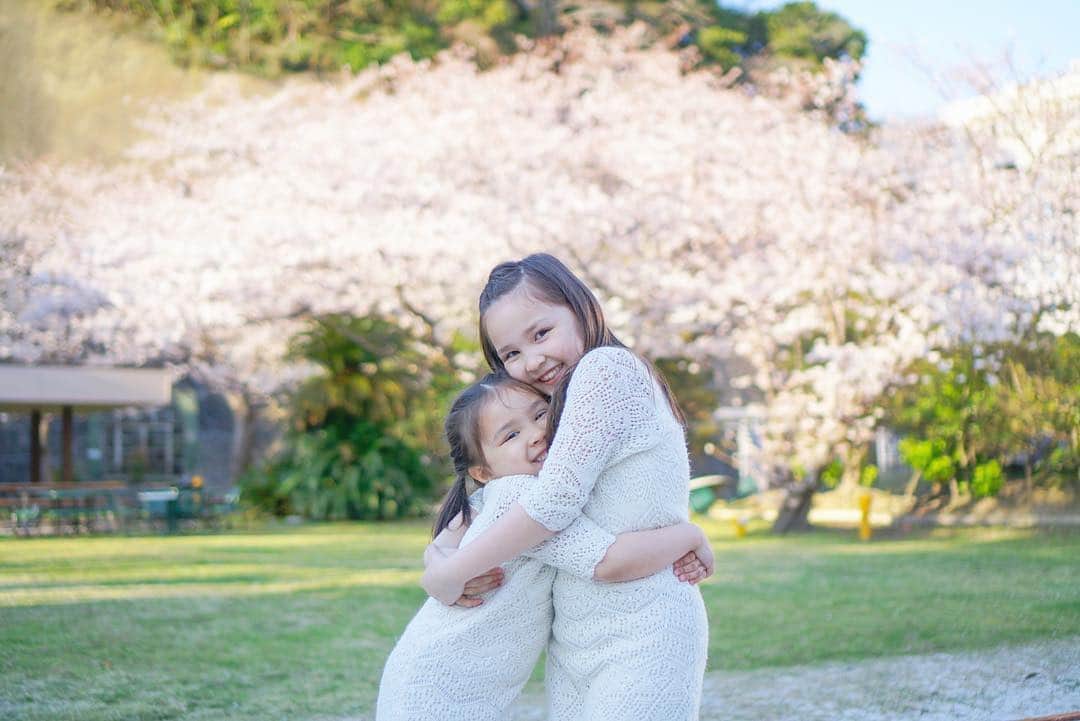 バイリンガル3兄妹のインスタグラム：「今日から上2人は春休みに入ります そして 火曜日からは華が年中さんとして幼稚園に通い始めます。 ・ 入れ替わりーー😂 ・ やっと華が幼稚園と思ったら上2人やすみかーい！ ・ アメリカから引っ越してきてから ずーっと私と華は一緒にいたから ・ ジムにもいけず、日本食が美味しすぎてたべまくり、結果的にすーごいぶくぶく太ってる😂わたしね。 ・ いいのよ、みんなが学校行き始めたらまた頑張るよ。たぶん。 ・ しかし、新しいお家はマンションなので、一軒家の時のように家のなかで運動できないの辛い！ ・ わざわざジムに行かなきゃいけないと思うと、めんどくささが勝ちます。😂 ・ ↑言い訳。 ・ ・ #桜 #cherryblossom #姉妹 #バイリンガル3兄妹  #ママカメラ #sonynex5t  #ミラーレス一眼」