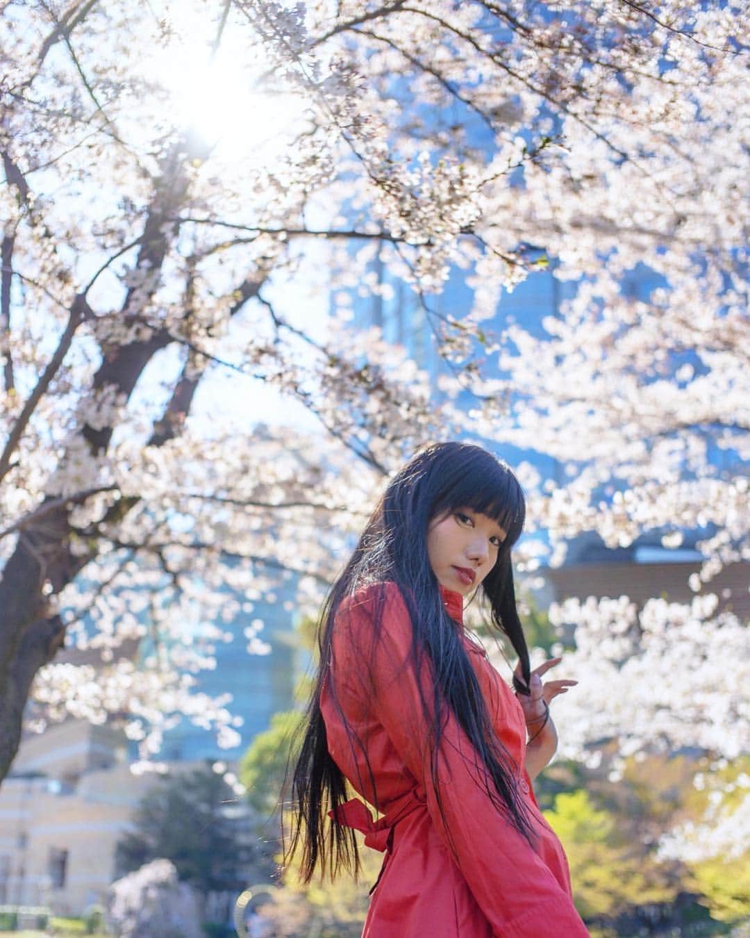 のインスタグラム：「六本木の桜🌸 ! #マシュマロ撮影会 #六本木 #portrait #portraitphotography #good_portraits_world #lovers_nippon_portrait #portraits #jp_portrait部 #三つ編み #photography #写真好きな人と繋がりたい #ファインダー越しの私の世界 #instagood #fashion #photographer #photooftheday #東京カメラ部 #tokyocameraclub  #ポートレートしま専科 #japanesegirl #followme #ig_japan  #kawaiigirl #インスタグラマー #春コーデ #春ワンピース #whitecode #sakura #sakura🌸 #今日のコーデ」