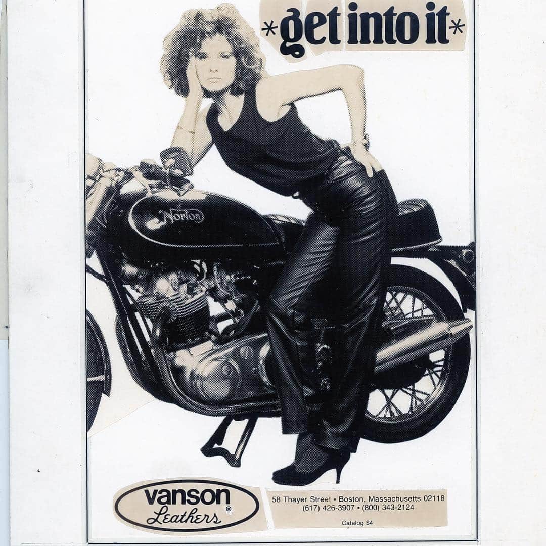 のインスタグラム：「How amazing is this advertising from #1985 ? Leather was fashion then and will always be!! #vansonleathers #tradition #quality #tbt #throwbackthursday #goodtimes」