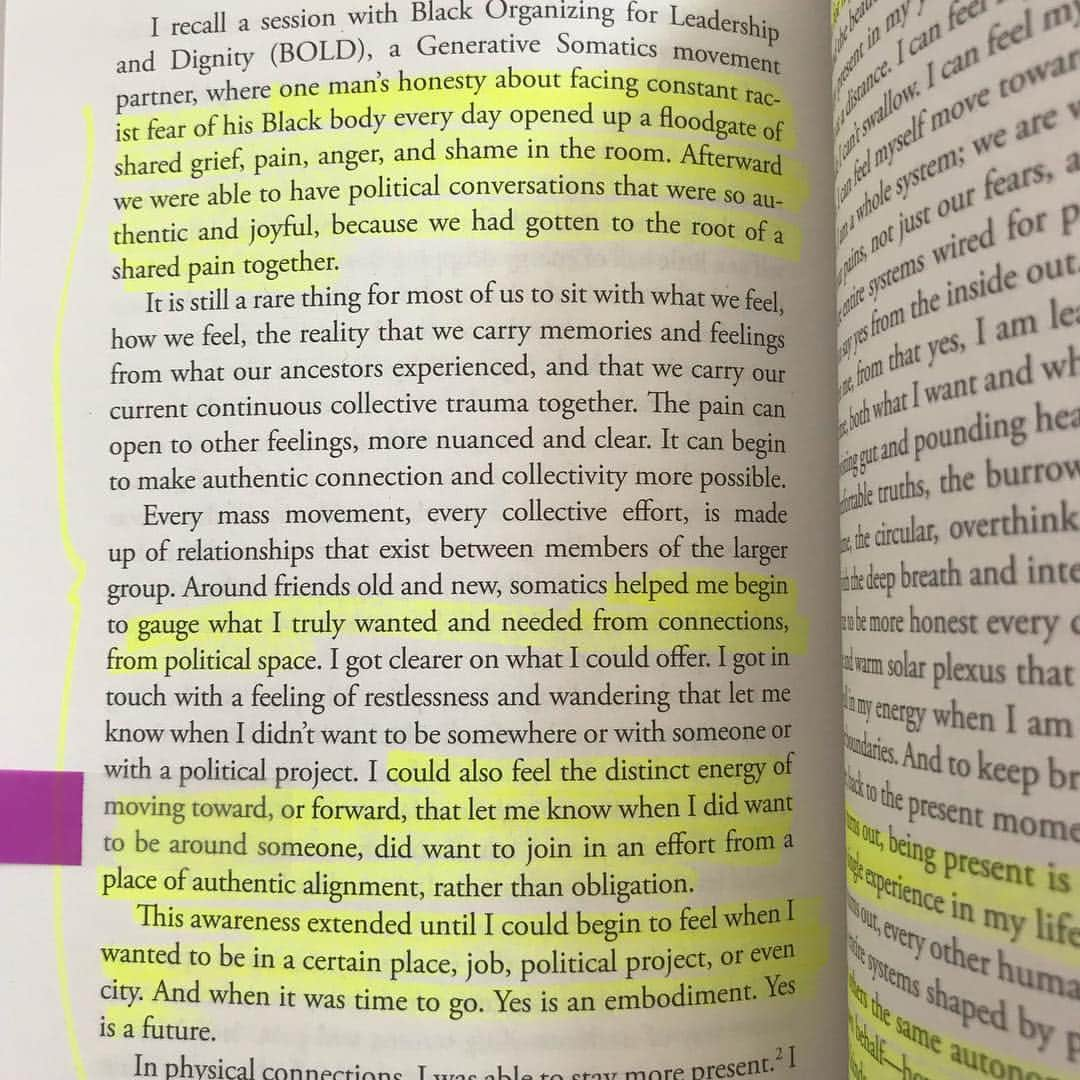 マット・マクゴリーさんのインスタグラム写真 - (マット・マクゴリーInstagram)「"Pleasure Activism: The Politics of Feeling Good" by @adriennemareebrown  # After loving Adrienne's last book, #EmergentStrategy , I was very excited about #PleasureActivism .  I've found her thoughts and methods to be very different from a lot of what I read about activism, and also really necessary for our movements.  Growing up as a boy and living as a man in this world never taught me that joy should be a priority for me.  For most of my life, in fact, a great deal of my sense of value was directly tied to how hard I could grind and push myself through difficult circumstances to achieve my goals.  This was true, not only as I competed in powerlifting and bodybuilding, but also through how I moved through life, affecting all of my decisions.  So much so, that I never imagined that there could be another way.  # In the last couple of years, I've been working on exploring what brings me joy.  This is a concept that I really hadn't even considered until not that long ago.  And with the absence of this mindset, my life was really controlled by things I felt like I *should* be doing, which is really based in obligation.  I was constantly living in a state of feeling guilty for not living up to my own expectations, or overwhelmed by trying to fulfill the obligations that I thought that I *should* fulfill.  And this was true across all areas of my life, from friendships to family, and activism to my career.  # I love how this book urges us to get in touch with our deepest desires, and pleasure itself.  People of all genders have been socialized one way or another, away from being in touch with what gives us pleasure, especially during sex.  As a straight man, it's actually been a pretty new journey for me to understand that I could say 'no' to sex, without feeling shame for it. If “no” doesn’t feel like an option, our “yes” will always lack clarity. # Activism can be very difficult, especially for those that are directly targeted by oppression.  Even for myself, I have been understanding more and more, that we must pursue joy if we are going to be able to sustain ourselves in this work.  # My Booklist: bit.ly/mcgreads (link in bio) #McGReads」4月5日 4時48分 - mattmcgorry