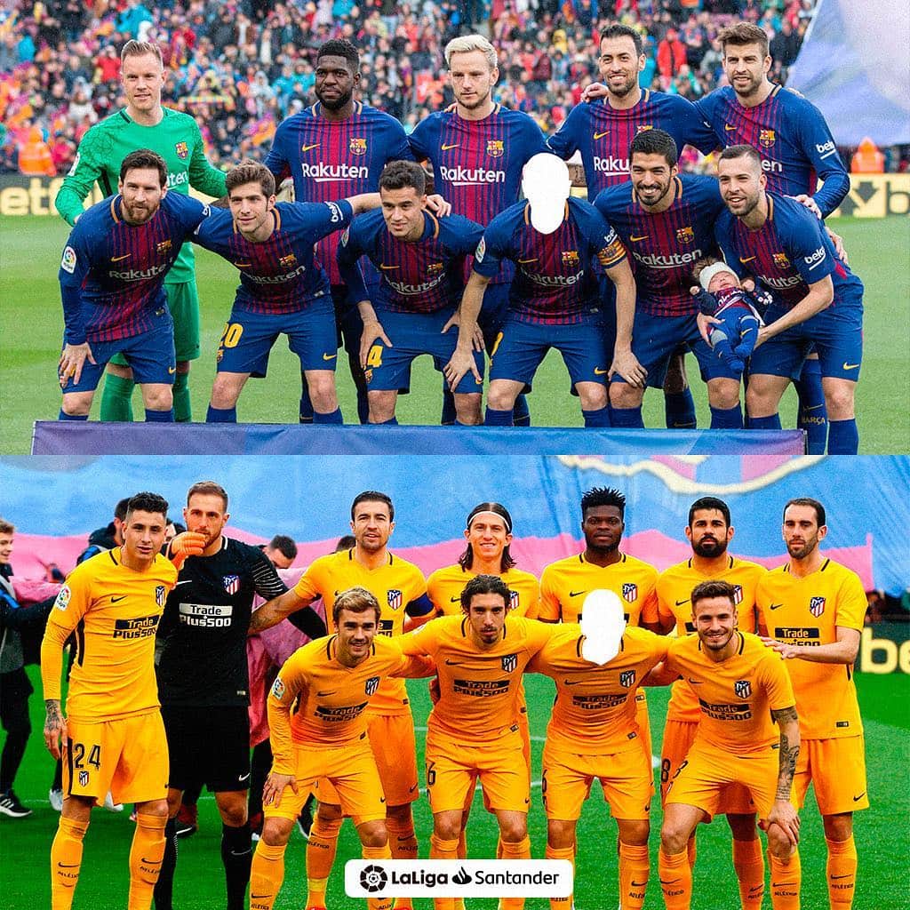 LFPさんのインスタグラム写真 - (LFPInstagram)「Guess the hidden players! 👤👤 📆 Season 2017/18 ⏱ Matchday 27 ⚽️ #BarçaAtleti 🏟 Camp Nou • #Barça #Atleti #LaLiga #LaLigaSantander #GuessWho #Lineups」4月5日 20時26分 - laliga