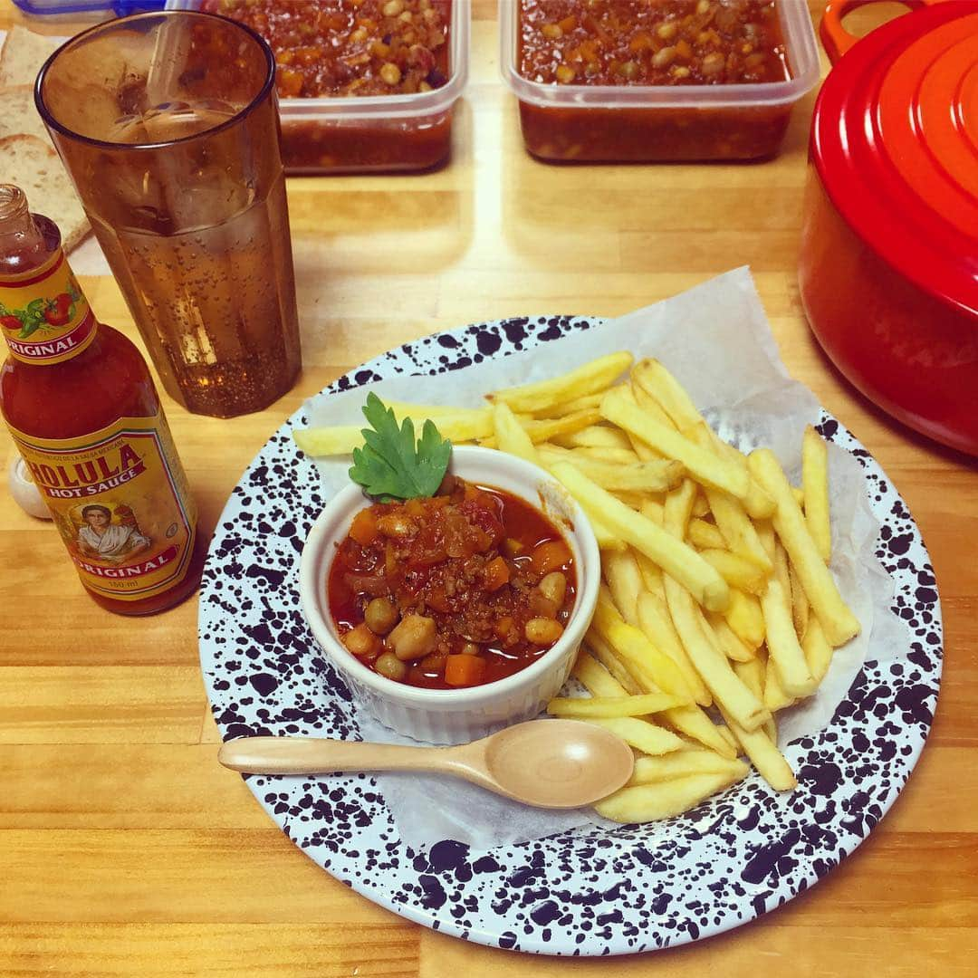 Helmet&Underground RIKOさんのインスタグラム写真 - (Helmet&Underground RIKOInstagram)「🌶homemade fastfood🍟🏠 #chiliconcarne#cholulahotsauce」4月5日 20時42分 - rikohelmet